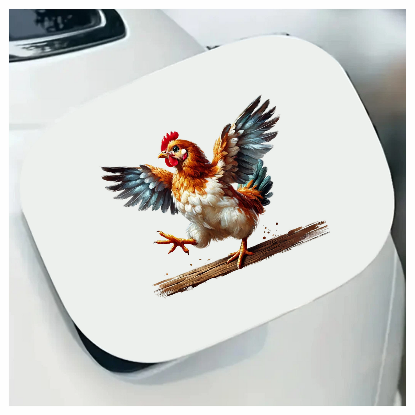 Brown Chicken Flapping Wings Cartoon Vinyl Sticker Decal
