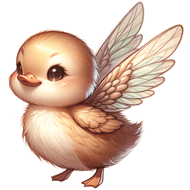 Brown Duckling With Wings Cute Vinyl Sticker Decal