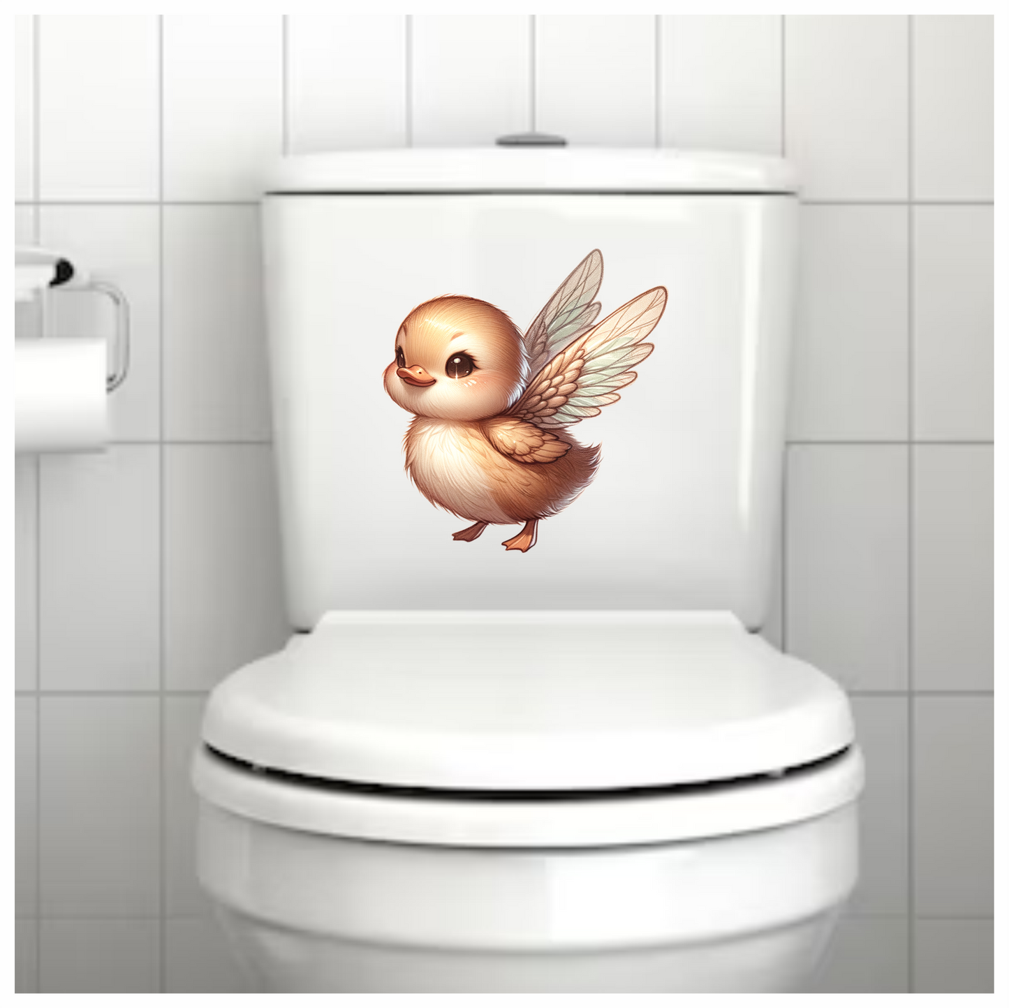 Brown Duckling With Wings Cute Vinyl Sticker Decal