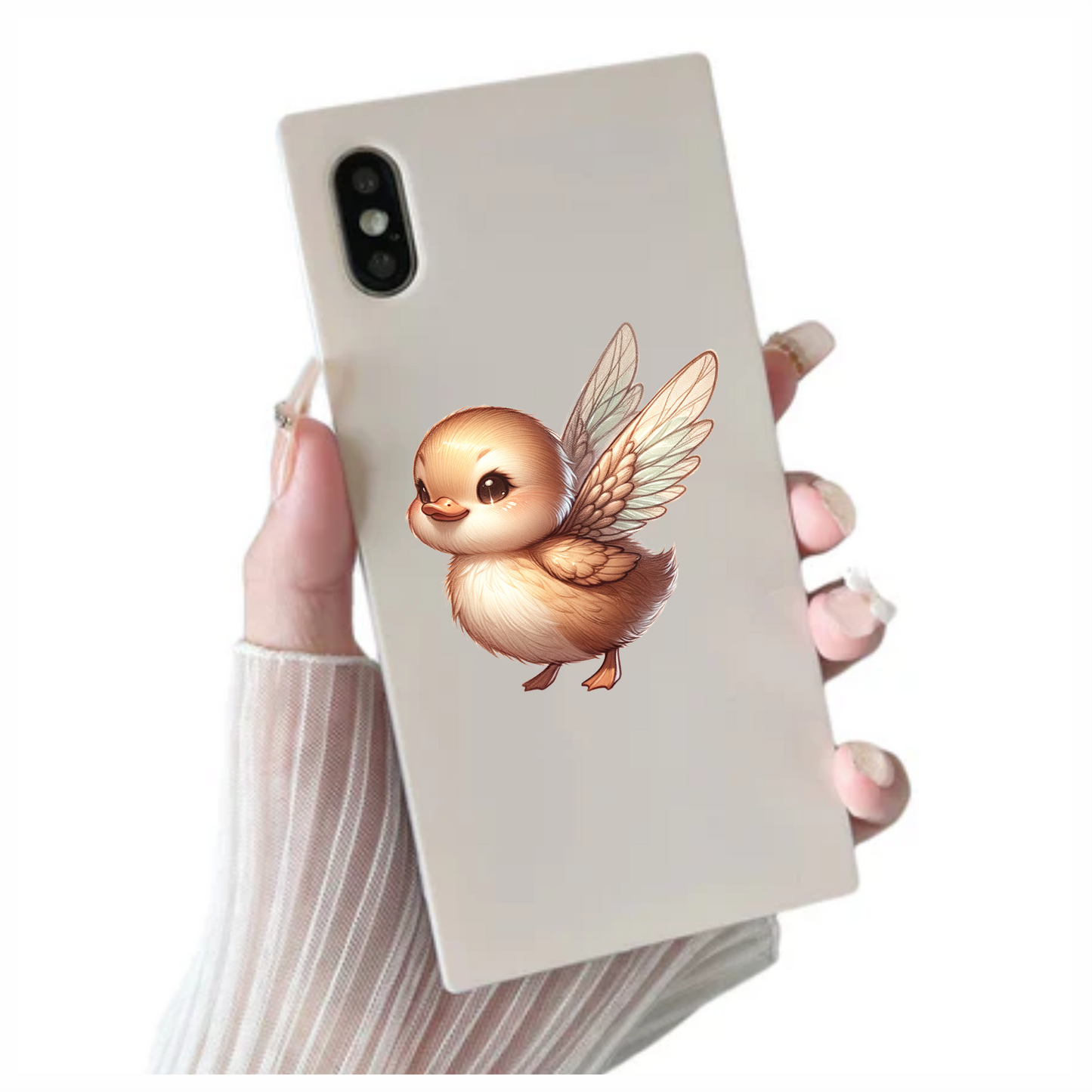 Brown Duckling With Wings Cute Vinyl Sticker Decal