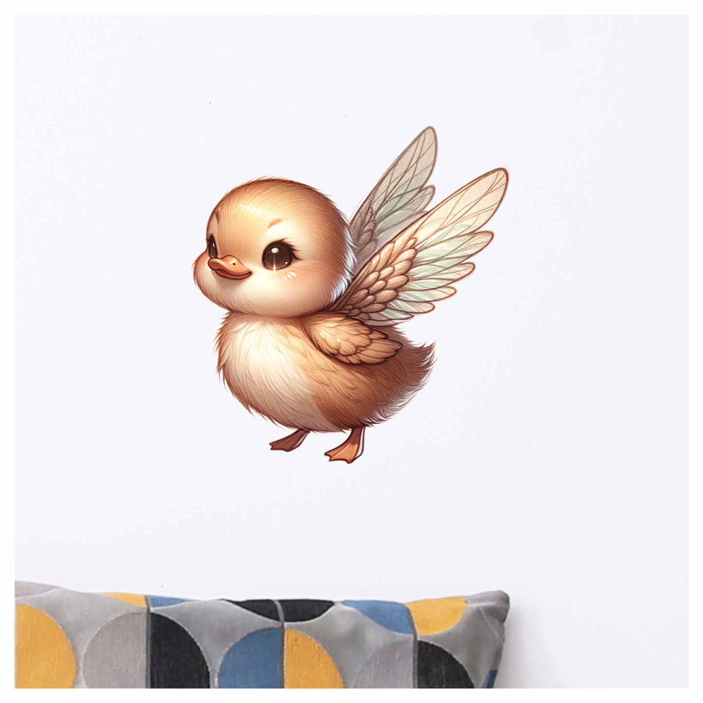Brown Duckling With Wings Cute Vinyl Sticker Decal