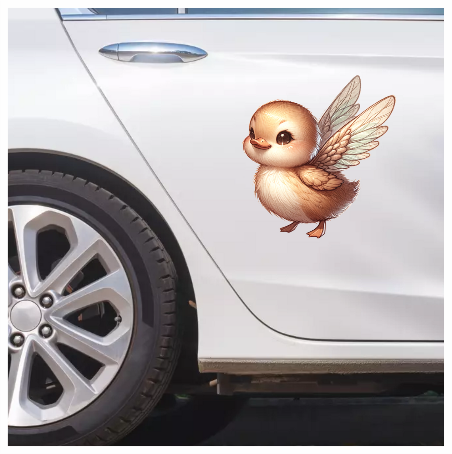 Brown Duckling With Wings Cute Vinyl Sticker Decal