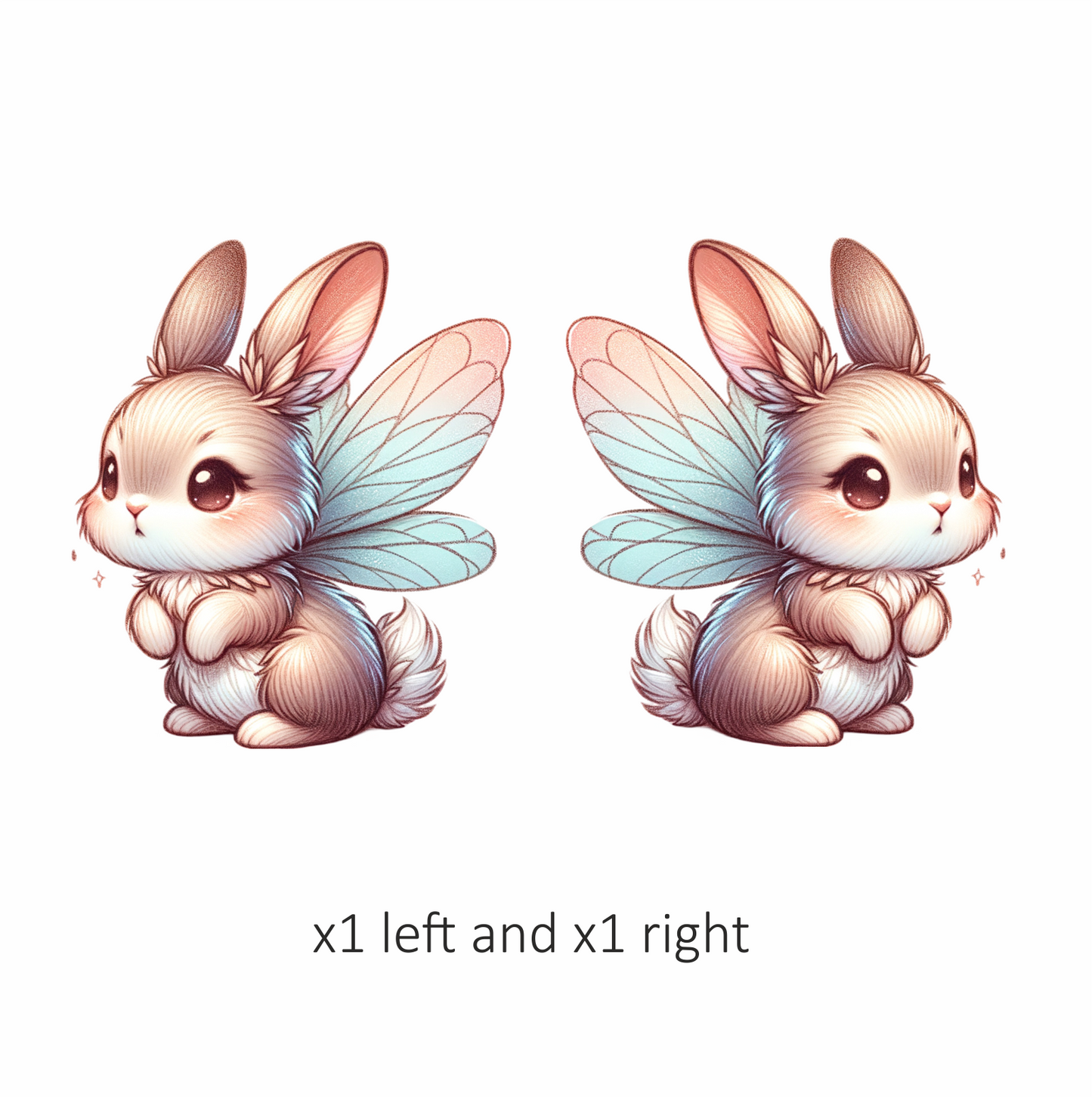 White Cute Bunny Fairy Wings Vinyl Sticker Decal