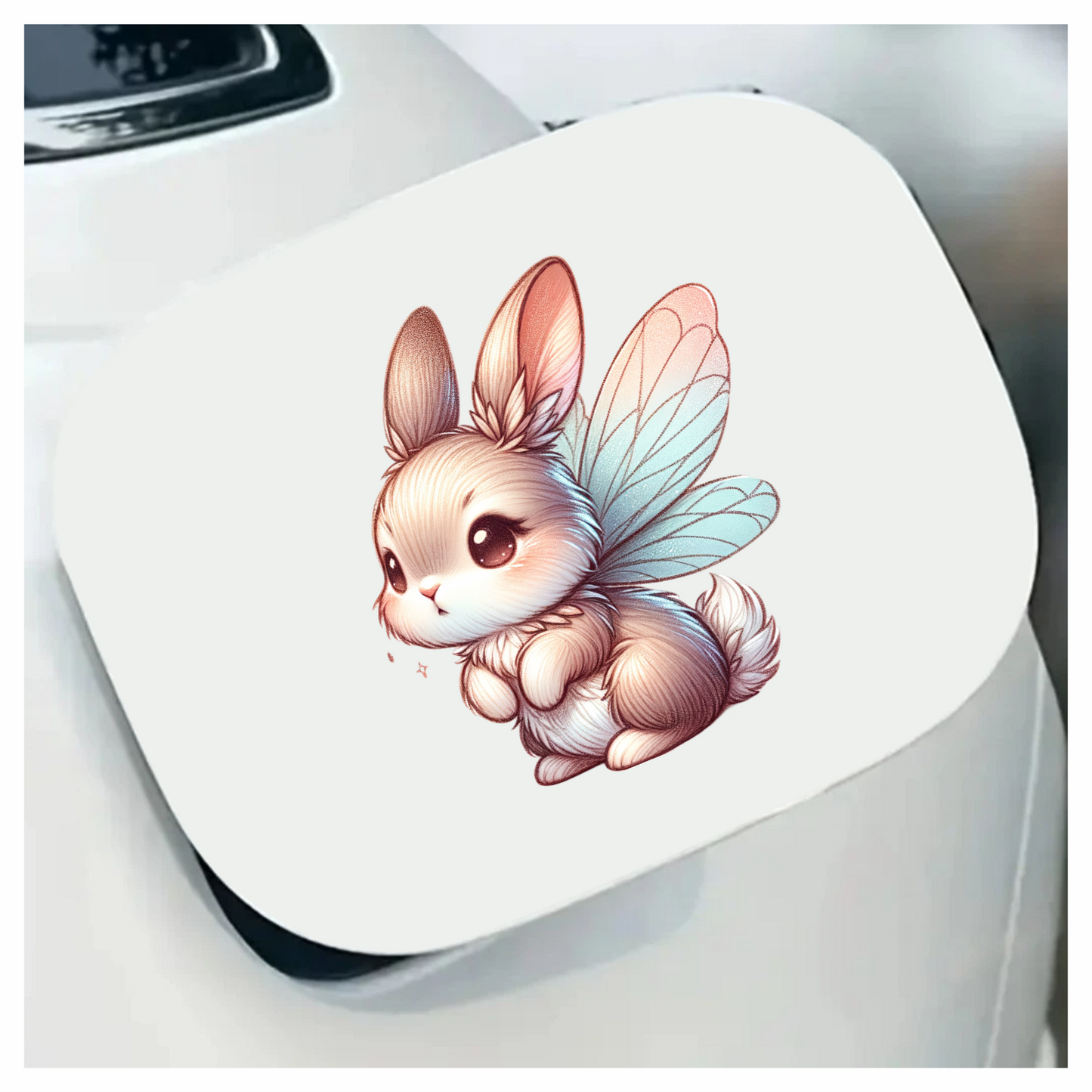 White Cute Bunny Fairy Wings Vinyl Sticker Decal