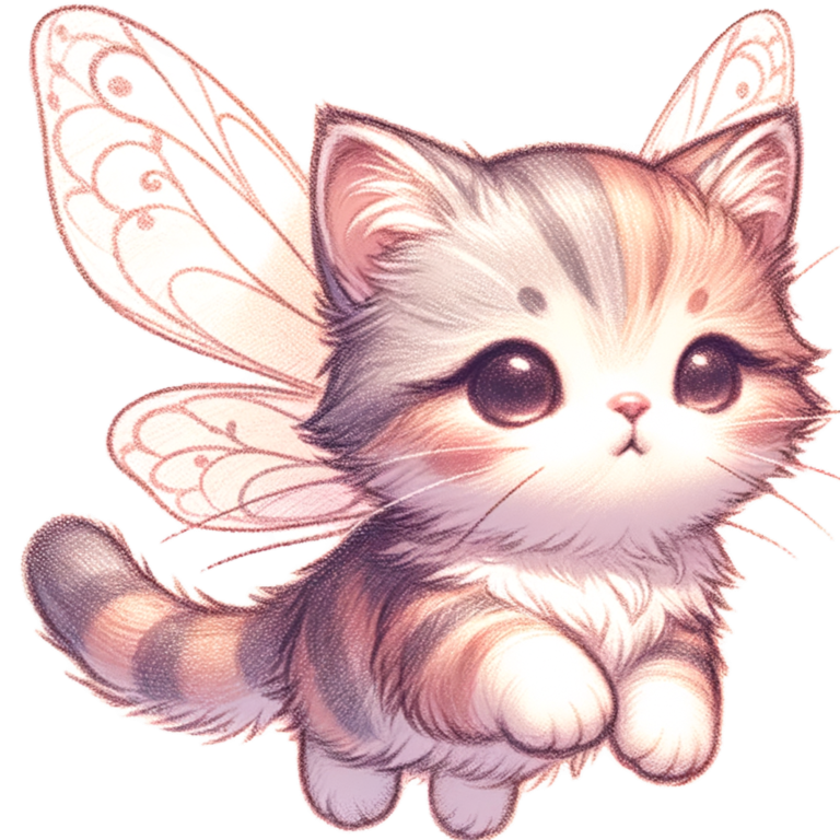 Grey Tabby Kitten Fairy Wings Vinyl Sticker Decal