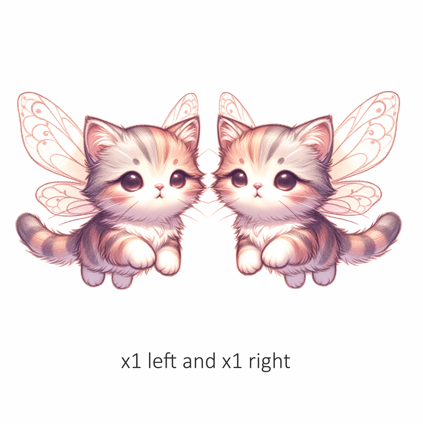 Grey Tabby Kitten Fairy Wings Vinyl Sticker Decal