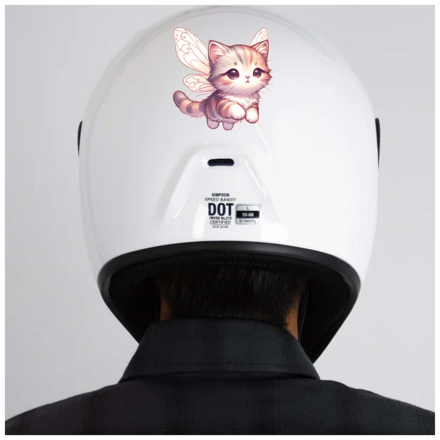 Grey Tabby Kitten Fairy Wings Vinyl Sticker Decal