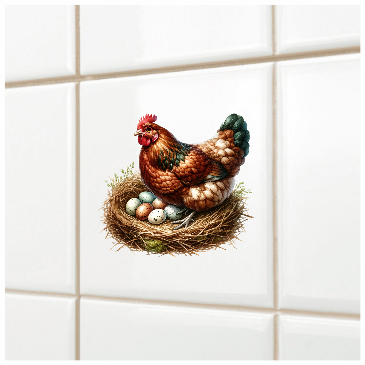 Brown Chicken Nest Eggs Nature Vinyl Sticker Decal