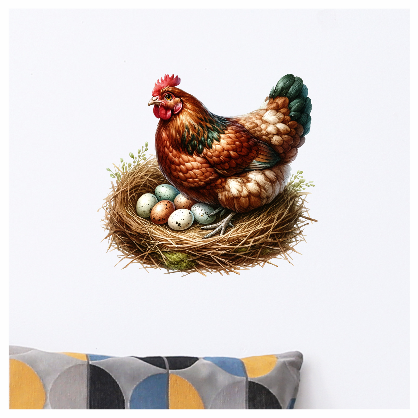 Brown Chicken Nest Eggs Nature Vinyl Sticker Decal