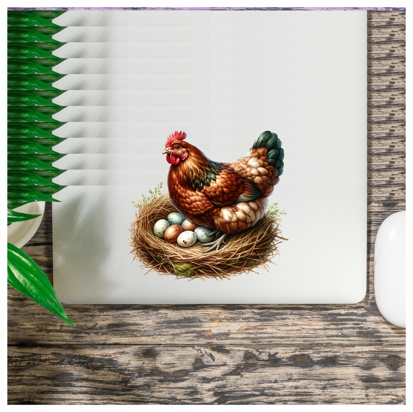 Brown Chicken Nest Eggs Nature Vinyl Sticker Decal