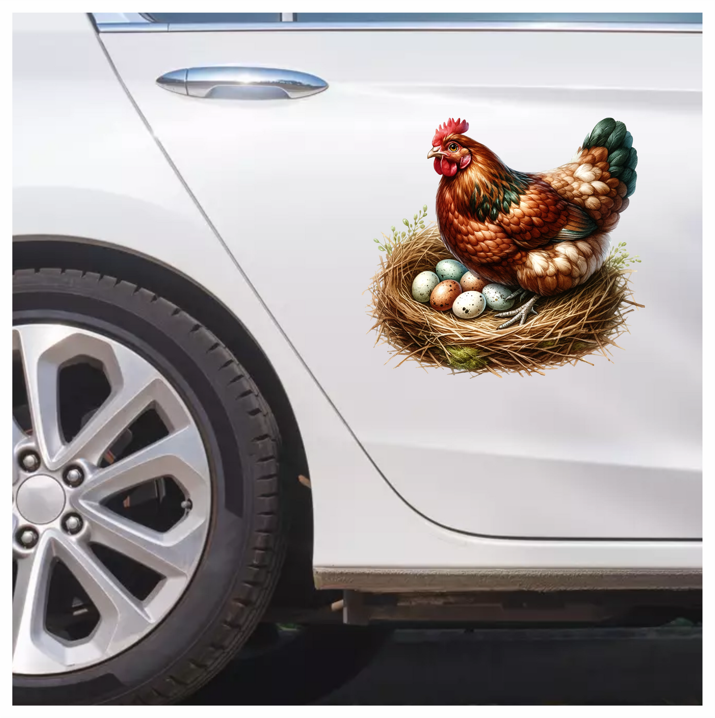 Brown Chicken Nest Eggs Nature Vinyl Sticker Decal