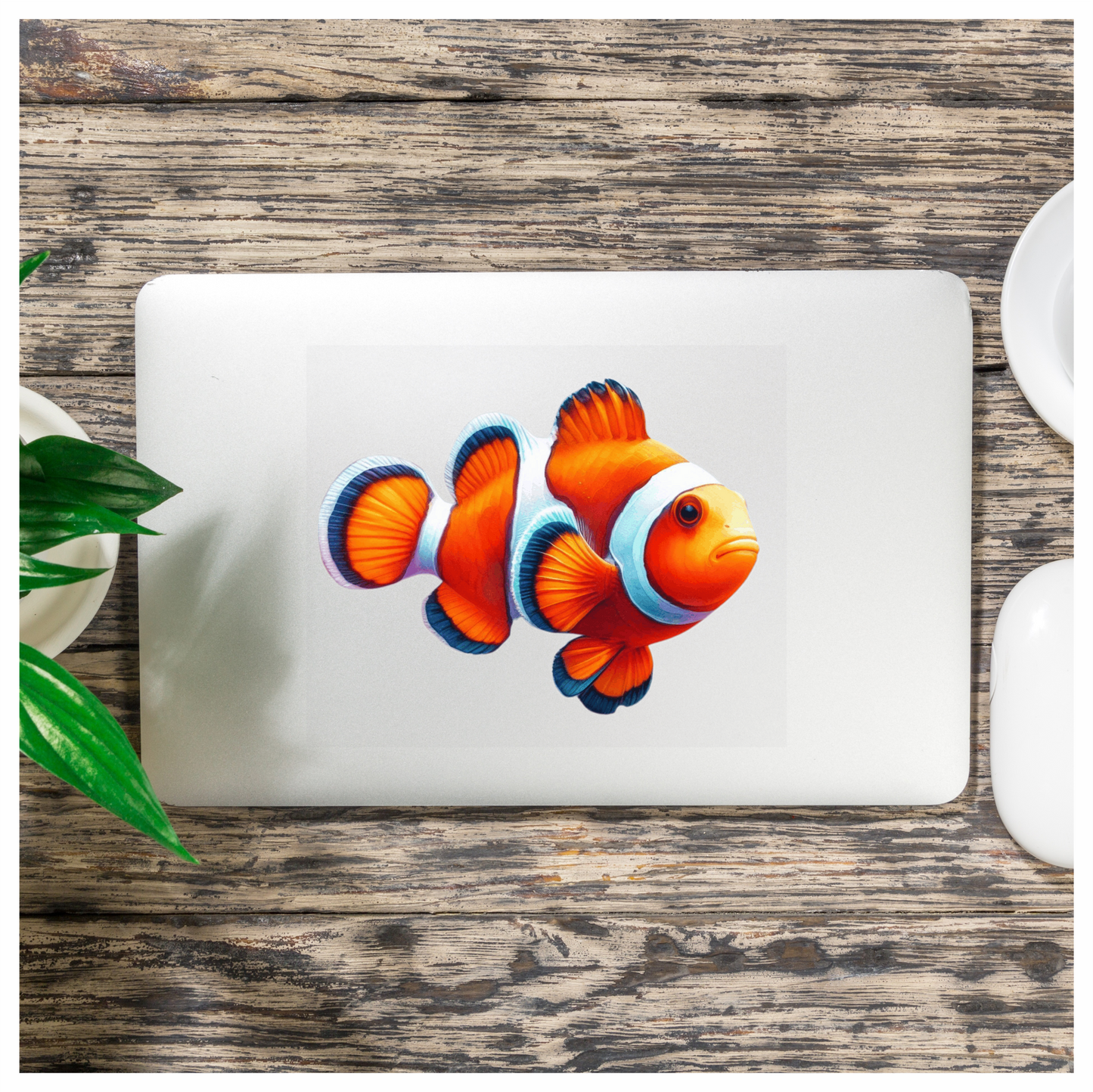 Orange White Fish Clownfish Ocean Vinyl Sticker Decal