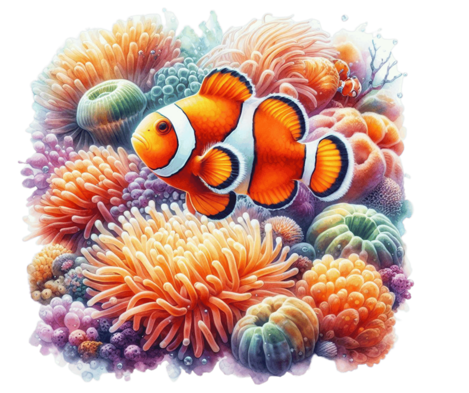 Orange Clownfish Coral Ocean Reef Vinyl Sticker Decal