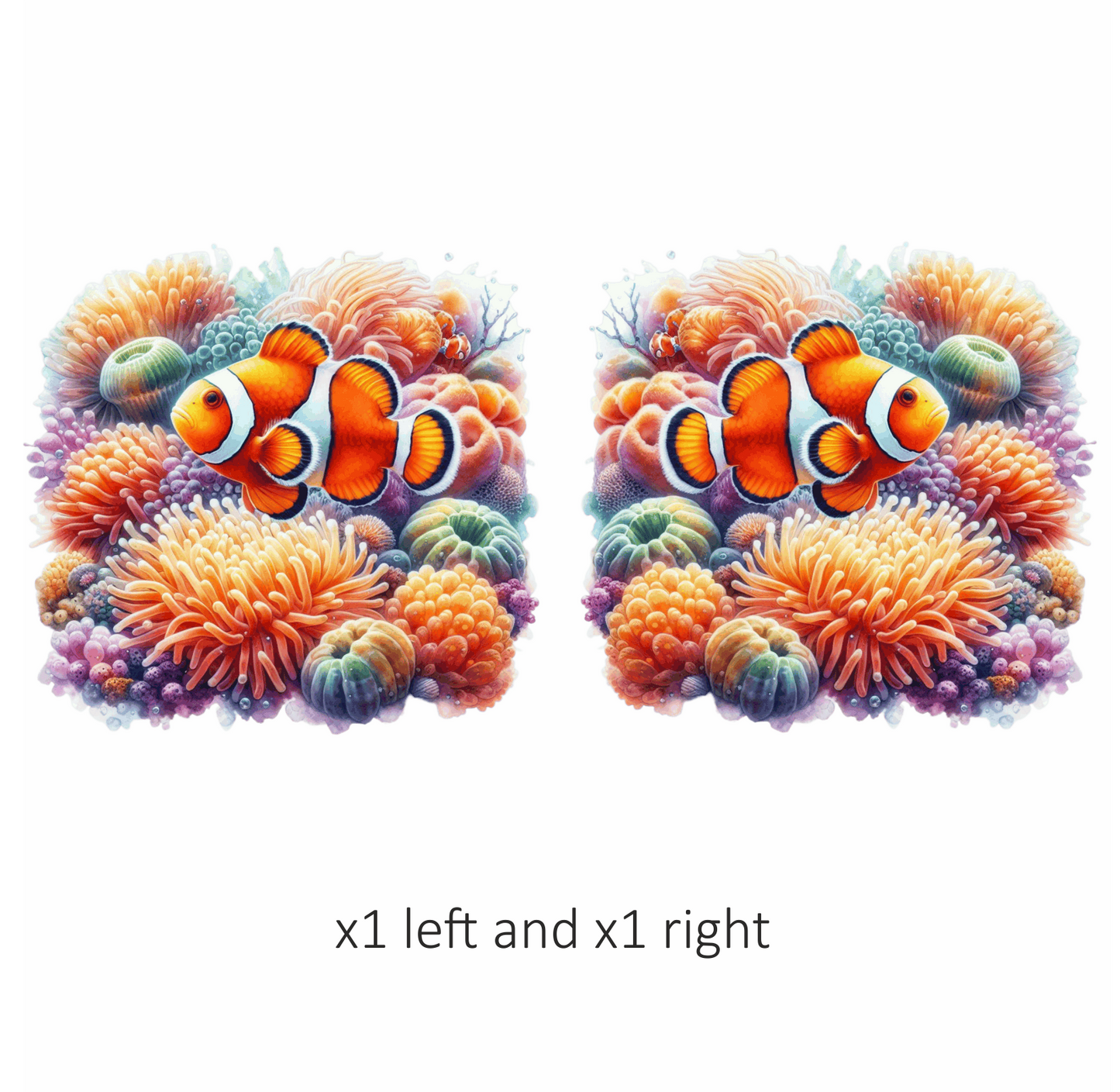 Orange Clownfish Coral Ocean Reef Vinyl Sticker Decal