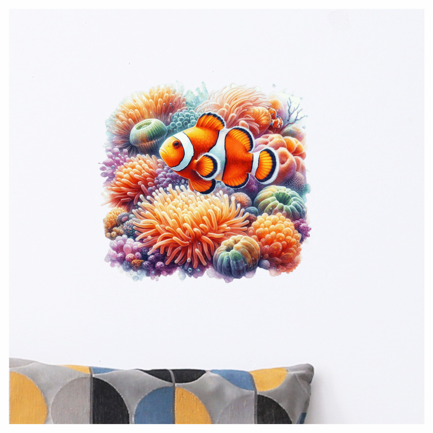 Orange Clownfish Coral Ocean Reef Vinyl Sticker Decal