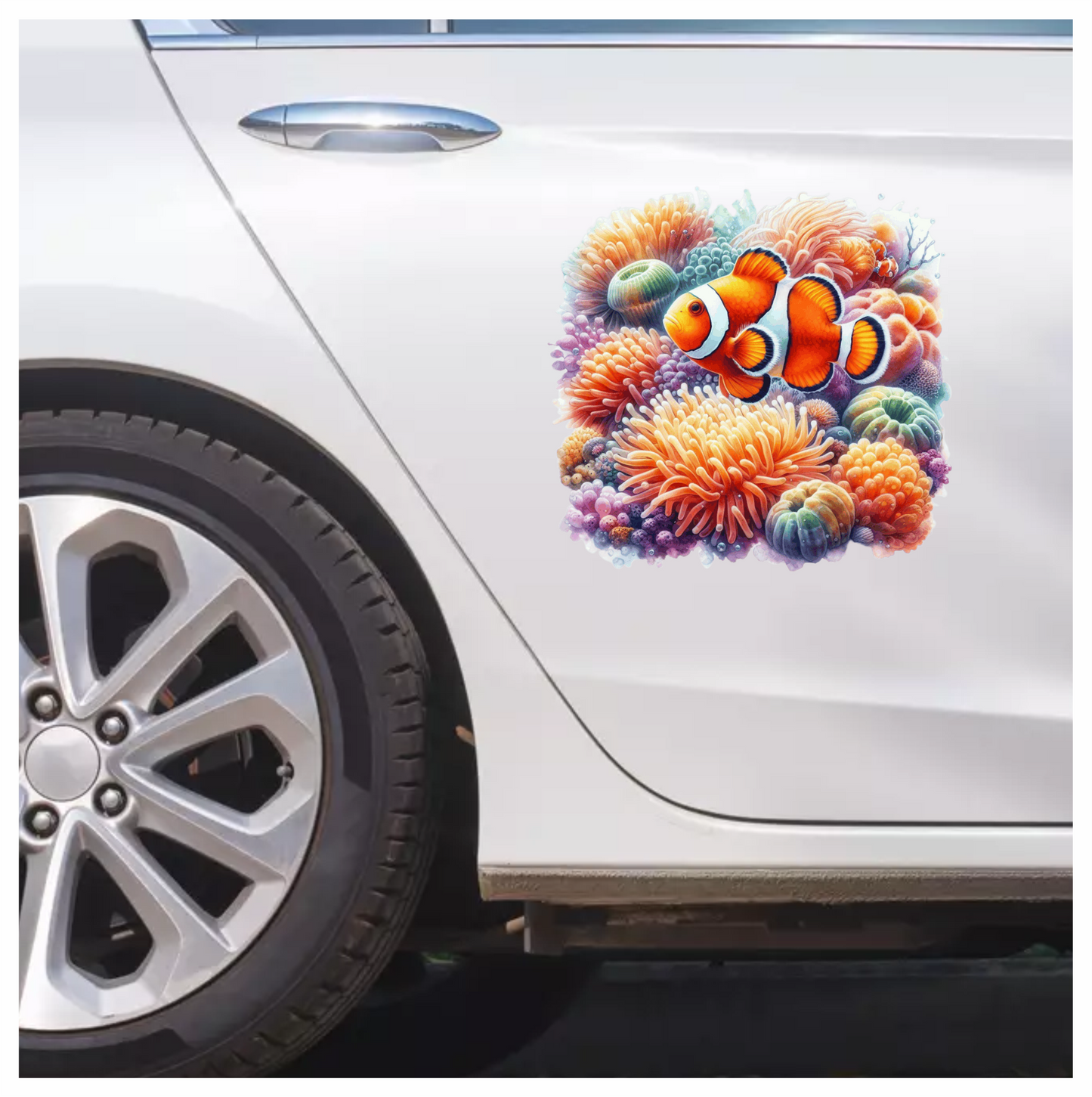 Orange Clownfish Coral Ocean Reef Vinyl Sticker Decal
