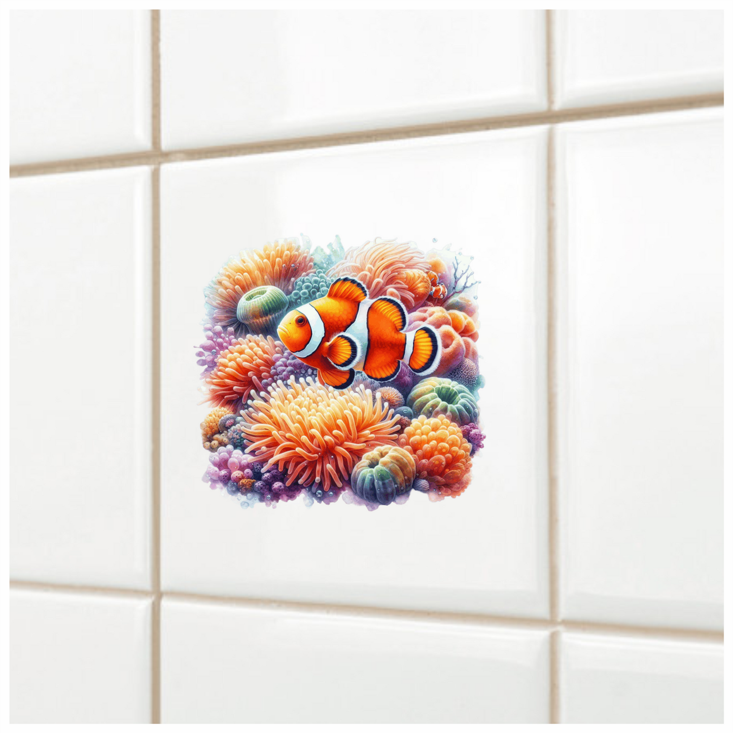 Orange Clownfish Coral Ocean Reef Vinyl Sticker Decal