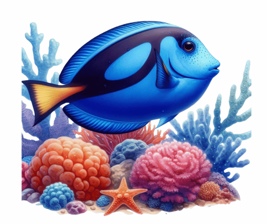 Blue Fish Coral Reef Ocean Vinyl Sticker Decal