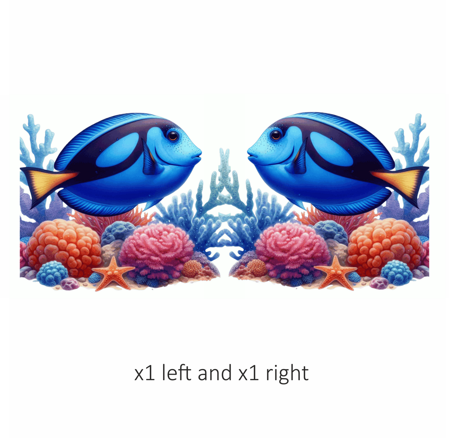 Blue Fish Coral Reef Ocean Vinyl Sticker Decal