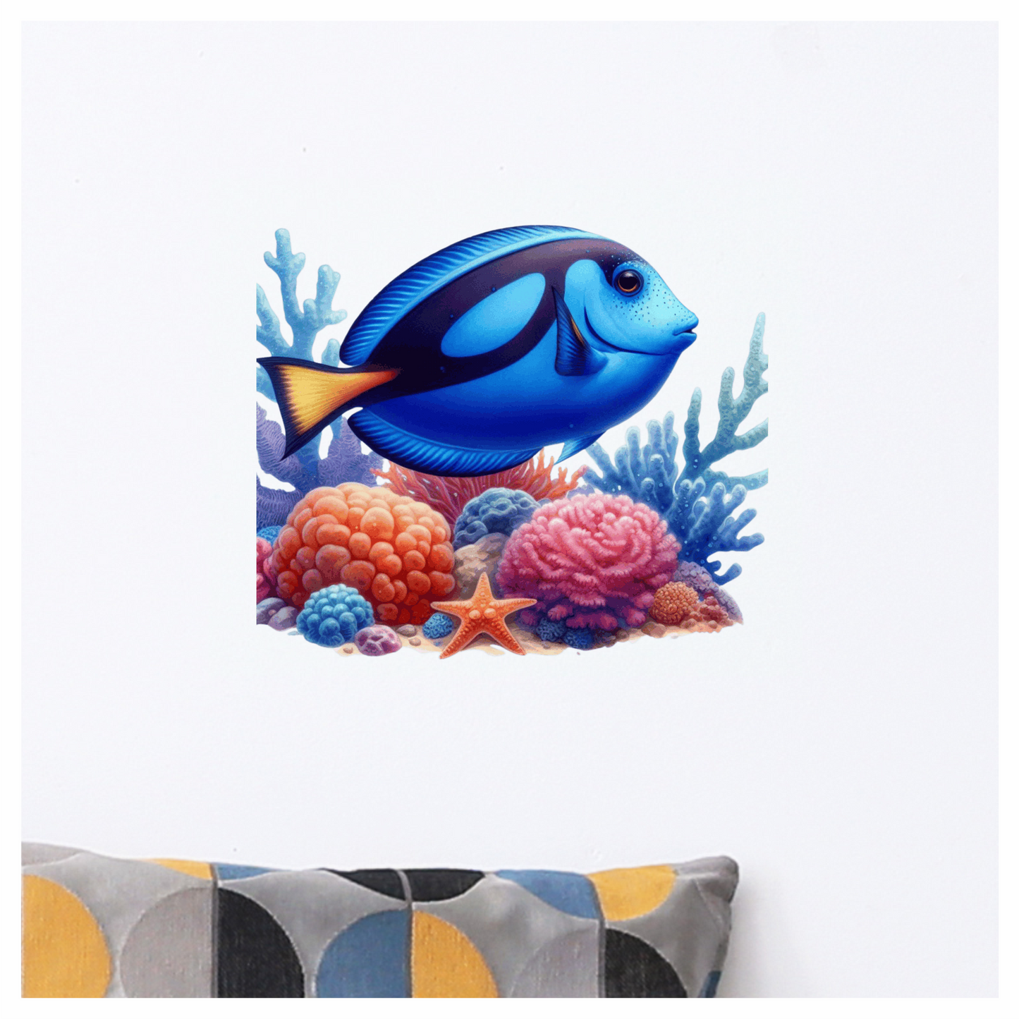 Blue Fish Coral Reef Ocean Vinyl Sticker Decal
