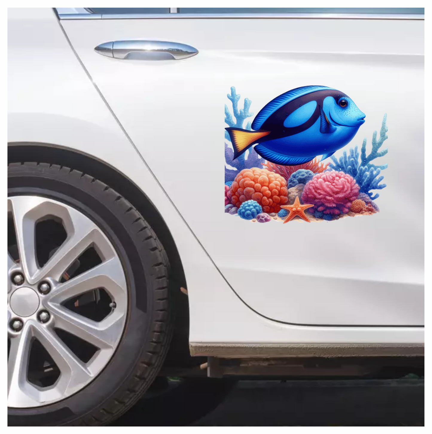 Blue Fish Coral Reef Ocean Vinyl Sticker Decal