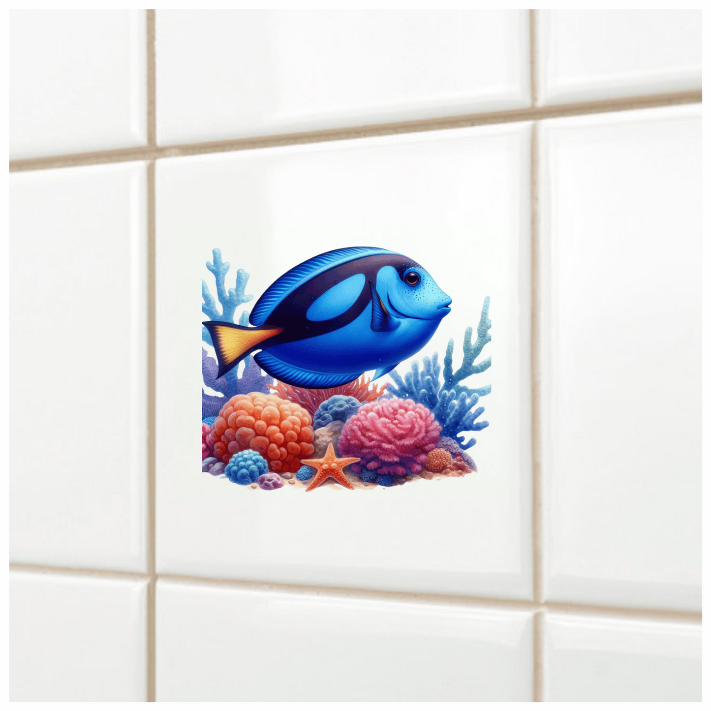 Blue Fish Coral Reef Ocean Vinyl Sticker Decal