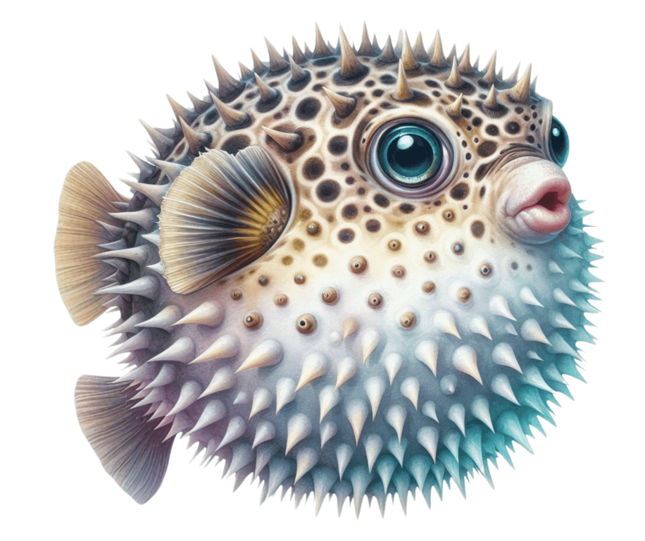 Brown Spiky Puffer Fish Ocean Vinyl Sticker Decal