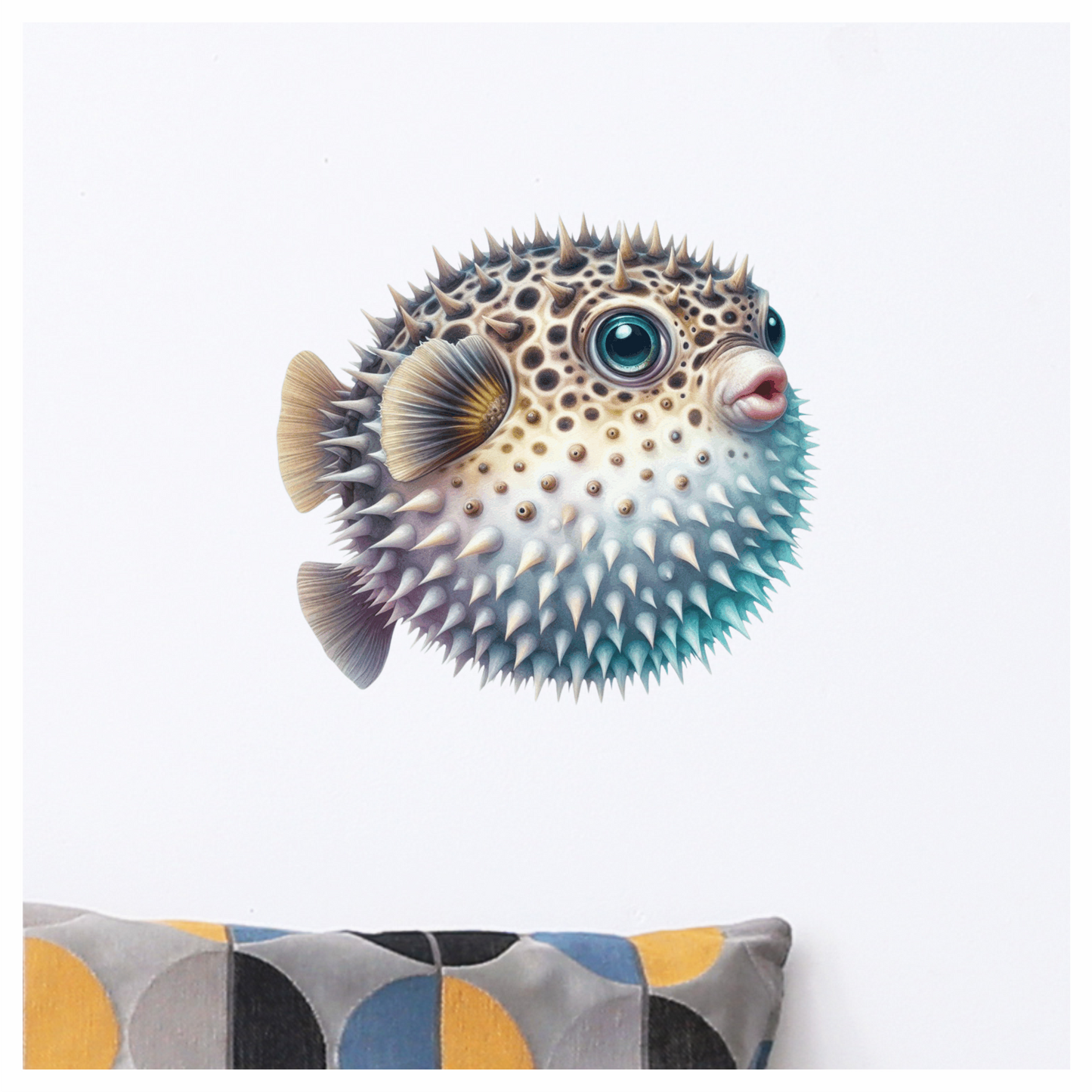 Brown Spiky Puffer Fish Ocean Vinyl Sticker Decal