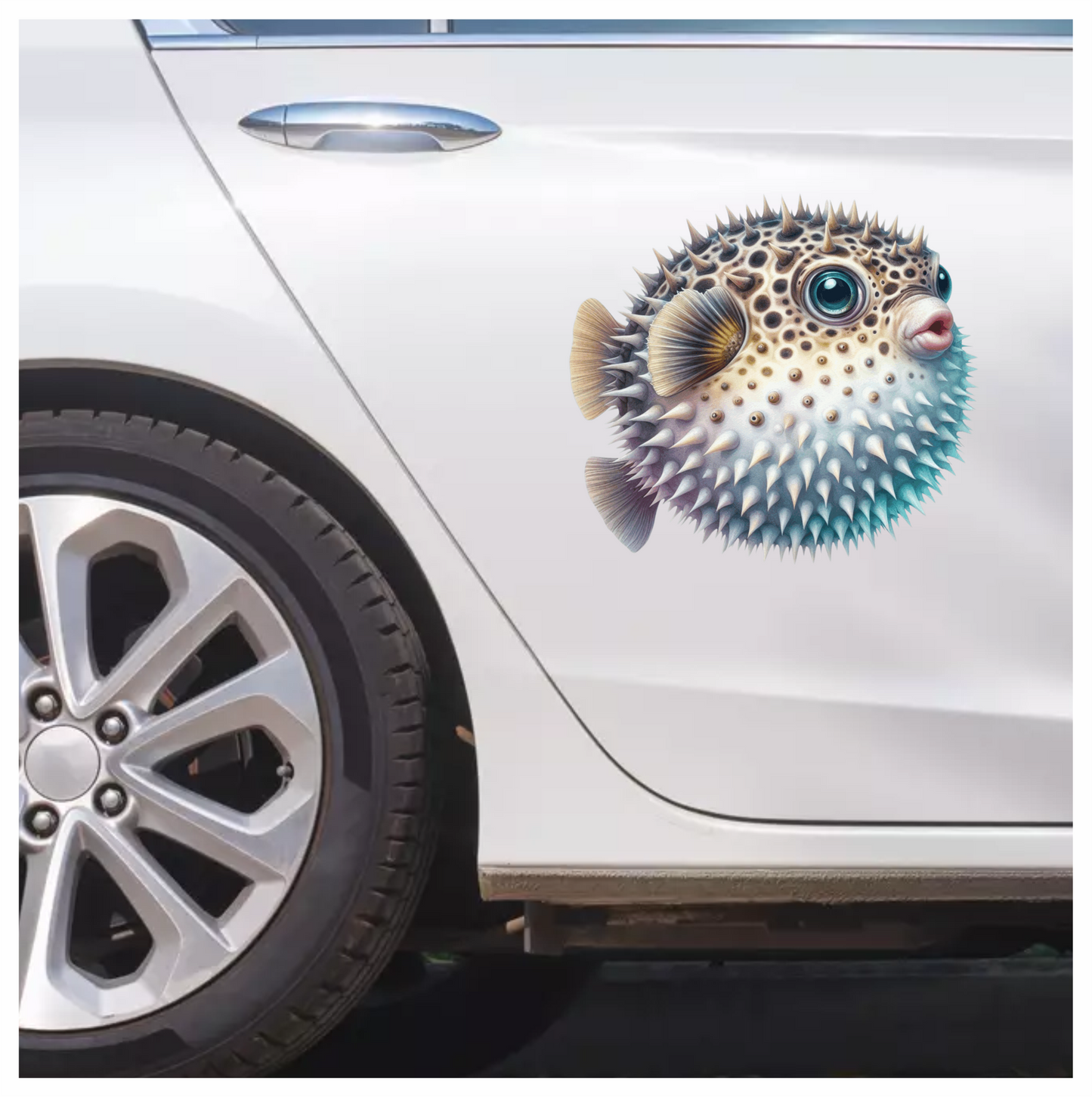 Brown Spiky Puffer Fish Ocean Vinyl Sticker Decal