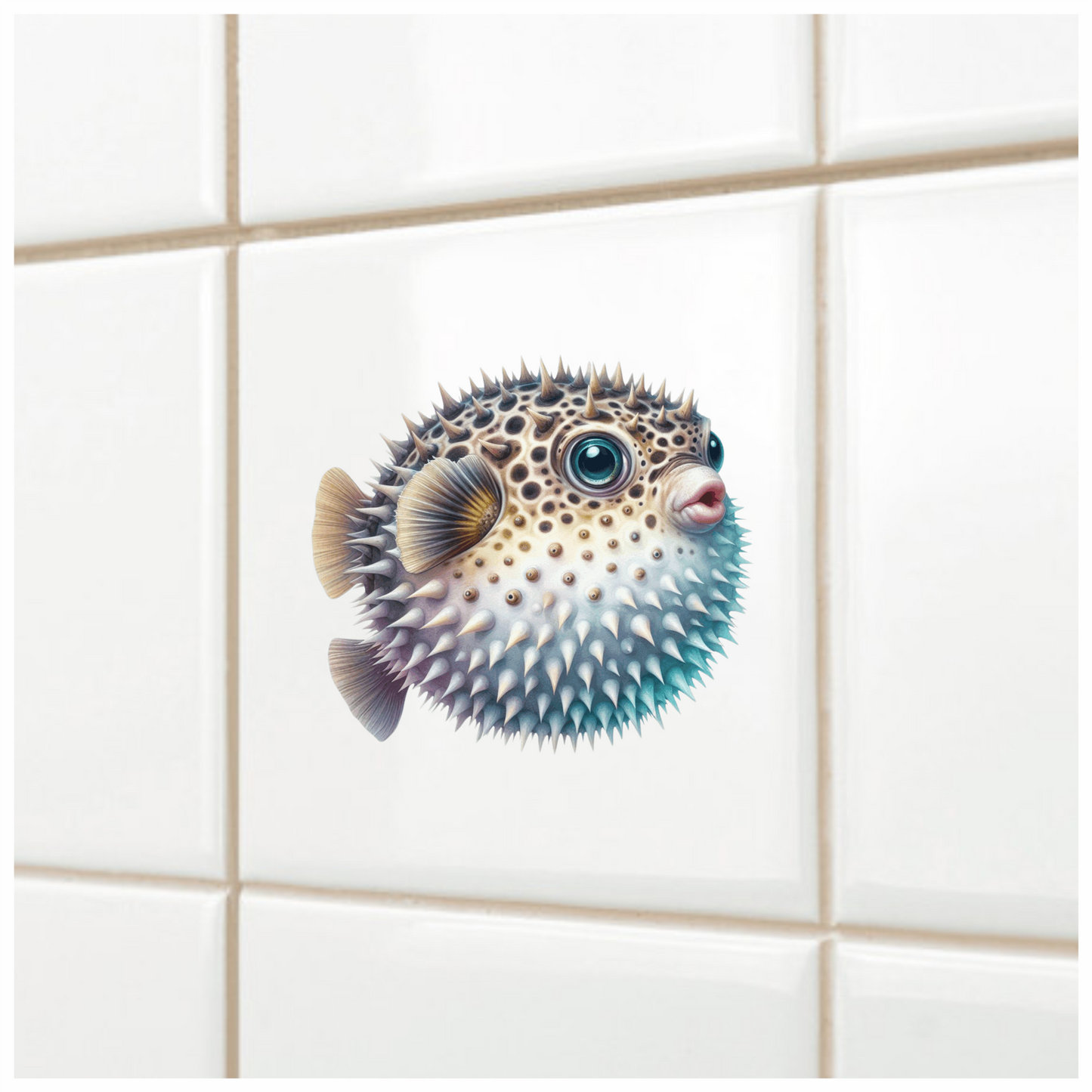 Brown Spiky Puffer Fish Ocean Vinyl Sticker Decal