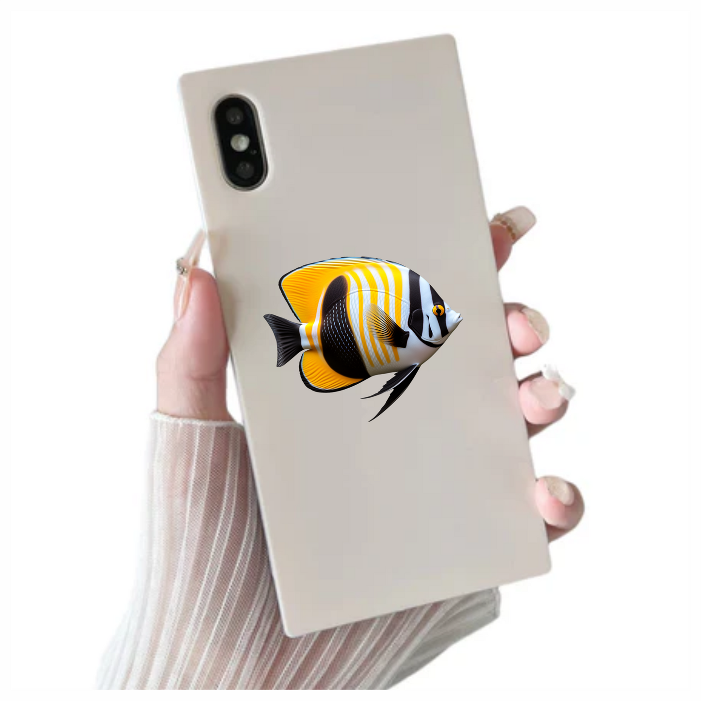 Yellow Black White Fish Butterfly Vinyl Sticker Decal