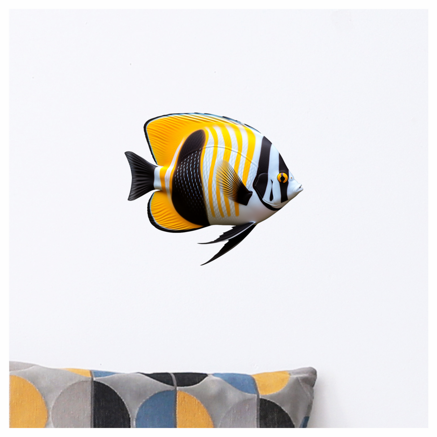 Yellow Black White Fish Butterfly Vinyl Sticker Decal