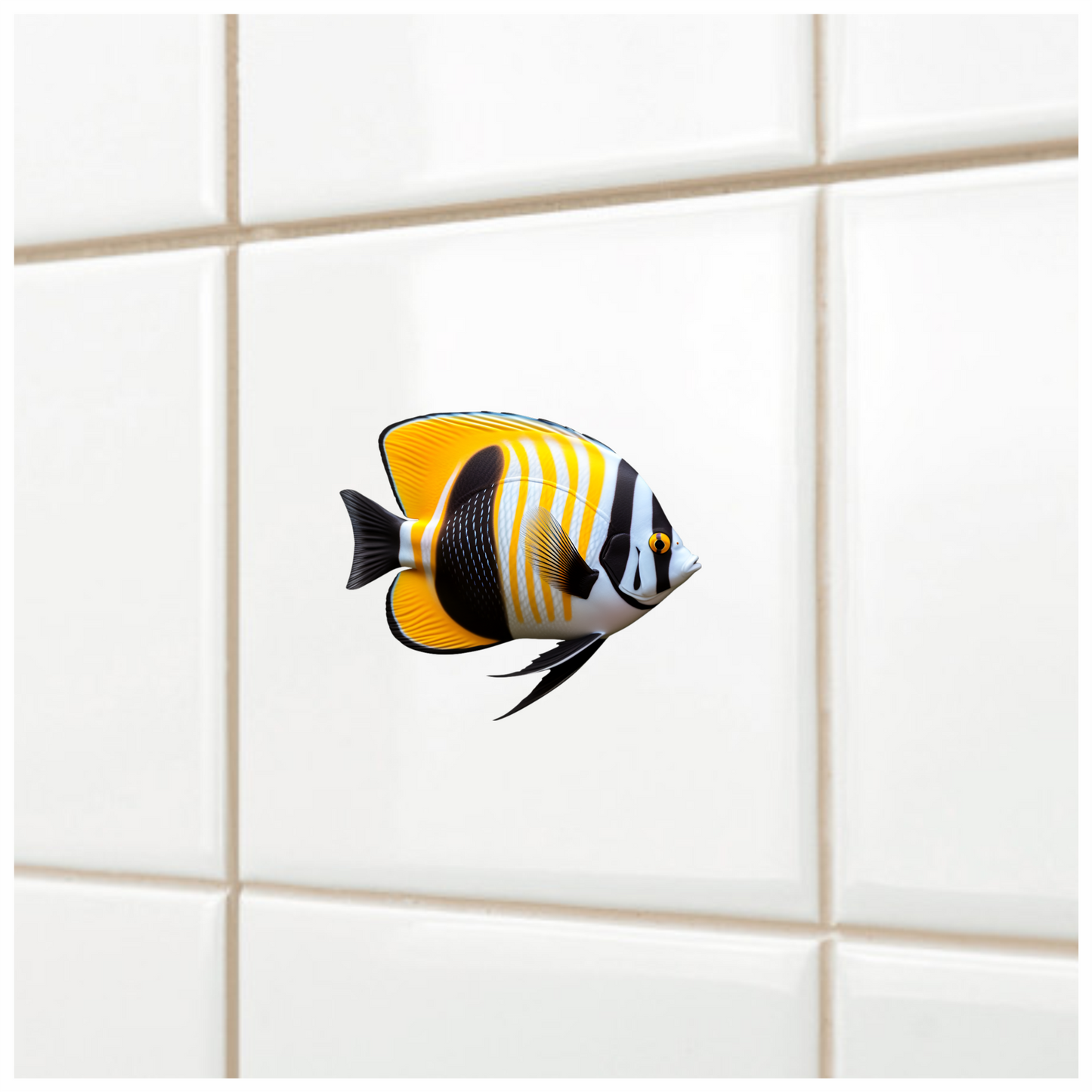 Yellow Black White Fish Butterfly Vinyl Sticker Decal
