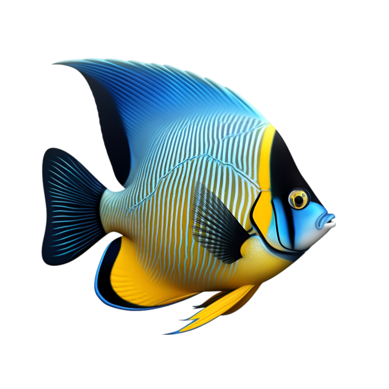 Blue Yellow Striped Angelfish Tropical Vinyl Sticker Decal