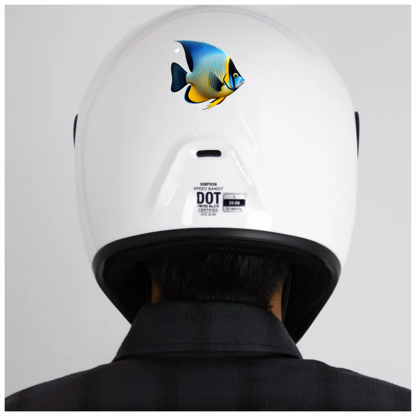 Blue Yellow Striped Angelfish Tropical Vinyl Sticker Decal