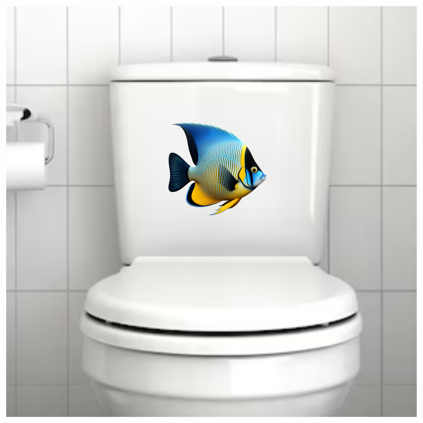 Blue Yellow Striped Angelfish Tropical Vinyl Sticker Decal