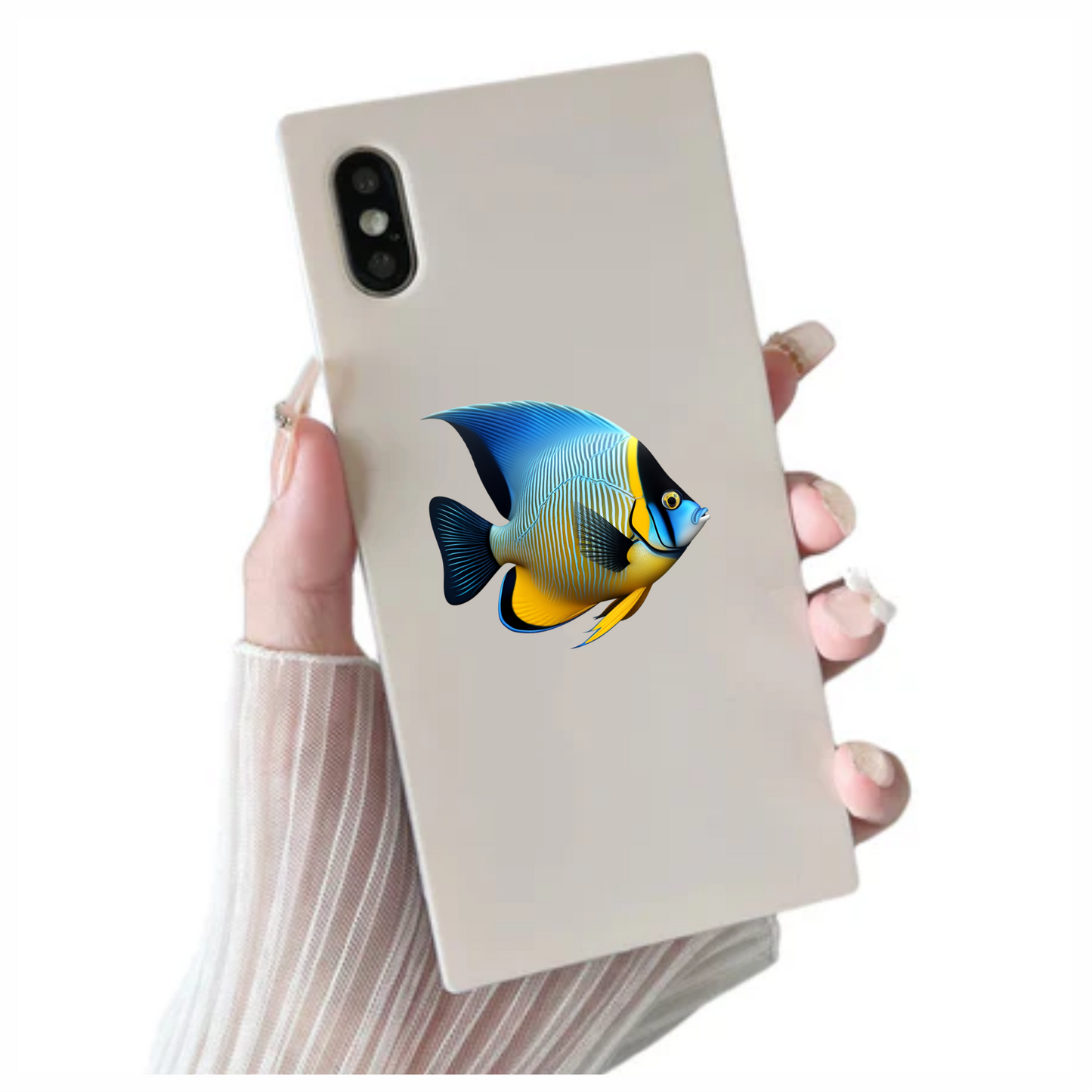 Blue Yellow Striped Angelfish Tropical Vinyl Sticker Decal