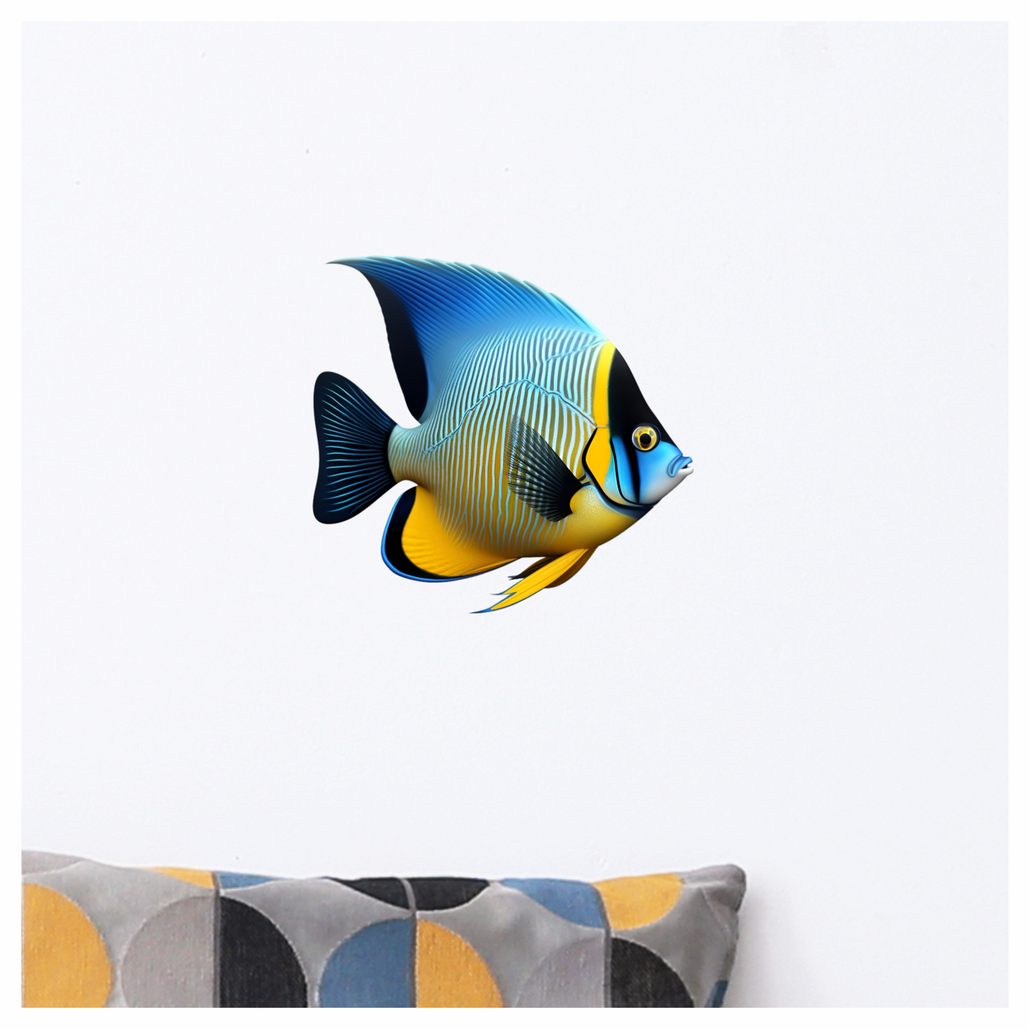 Blue Yellow Striped Angelfish Tropical Vinyl Sticker Decal