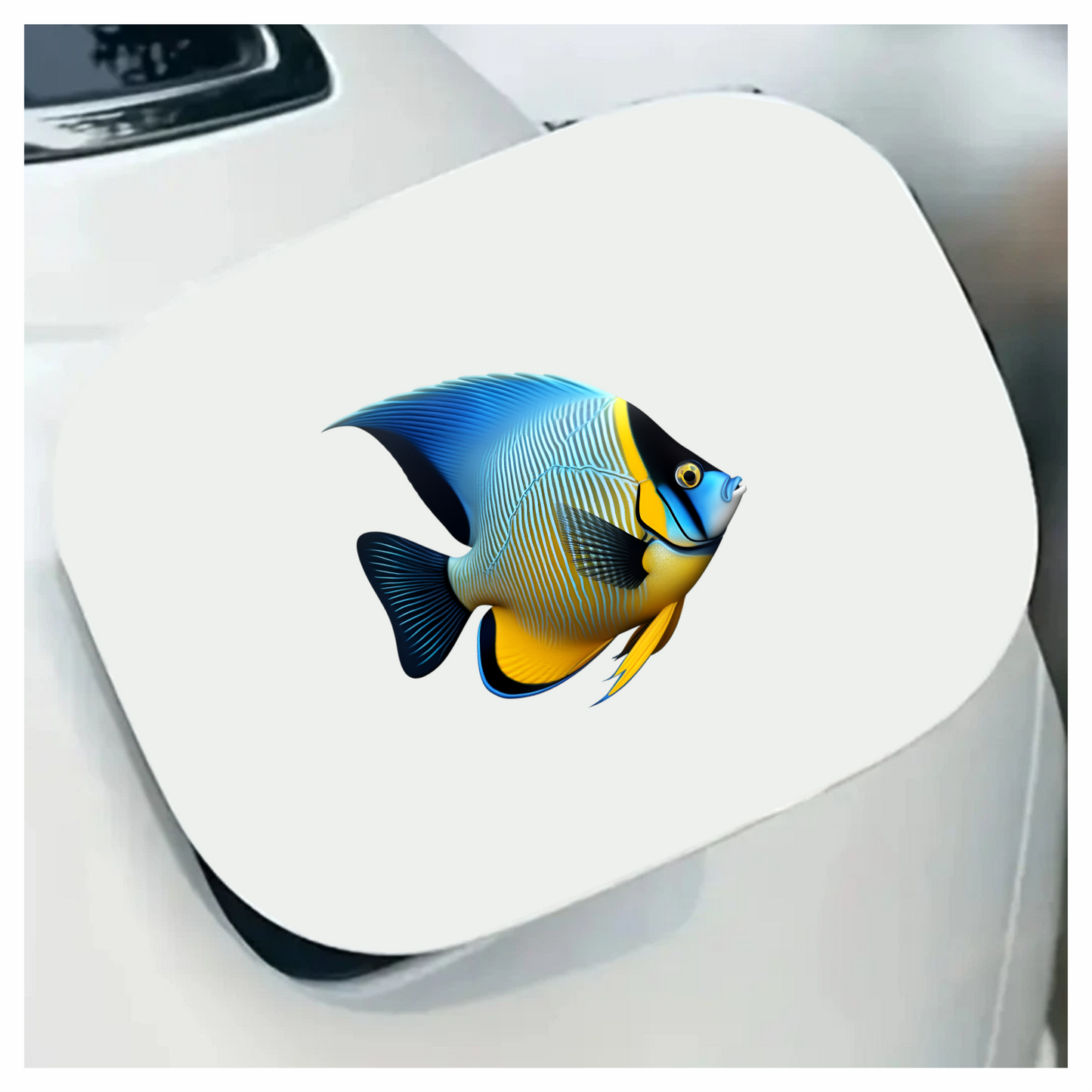Blue Yellow Striped Angelfish Tropical Vinyl Sticker Decal