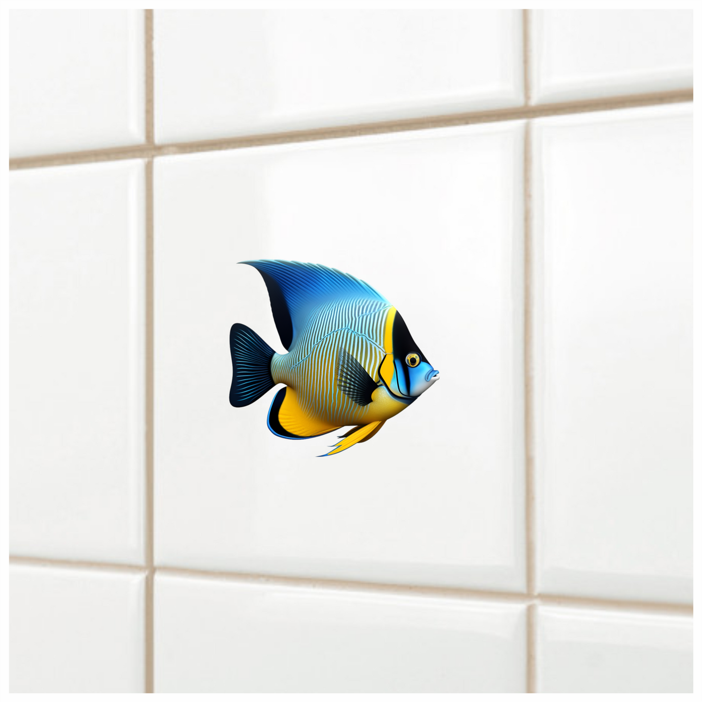 Blue Yellow Striped Angelfish Tropical Vinyl Sticker Decal