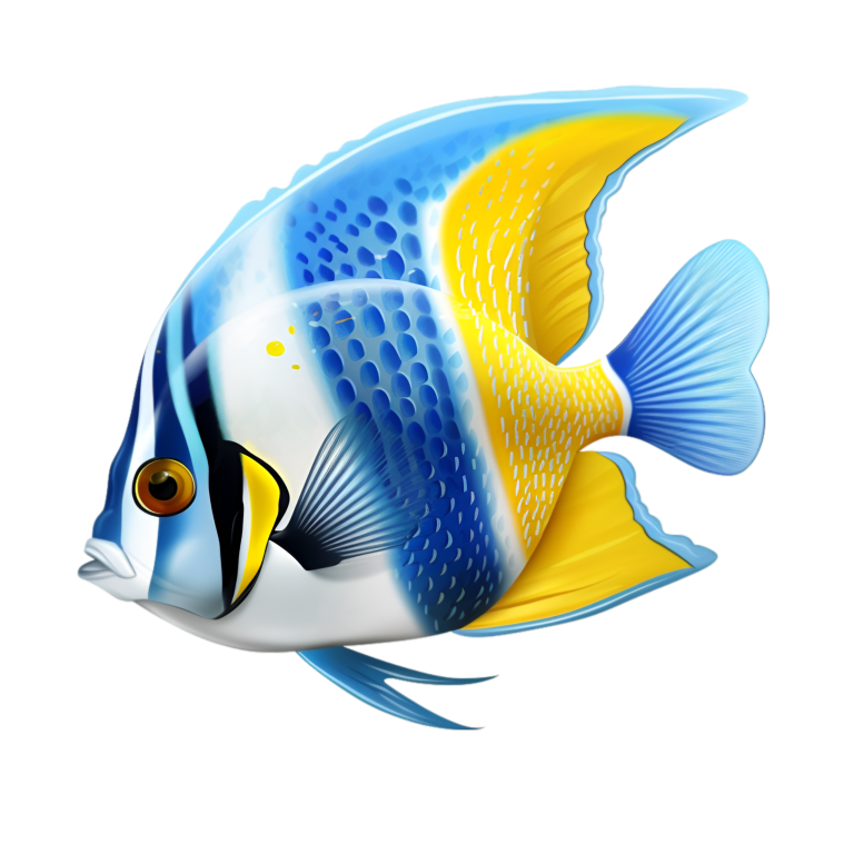 Blue Yellow Striped Tropical Fish Vinyl Sticker Decal