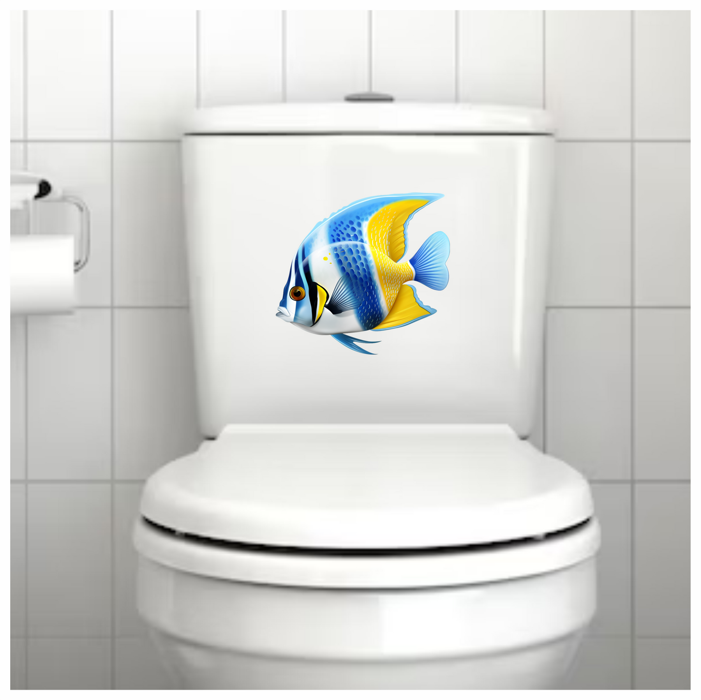 Blue Yellow Striped Tropical Fish Vinyl Sticker Decal