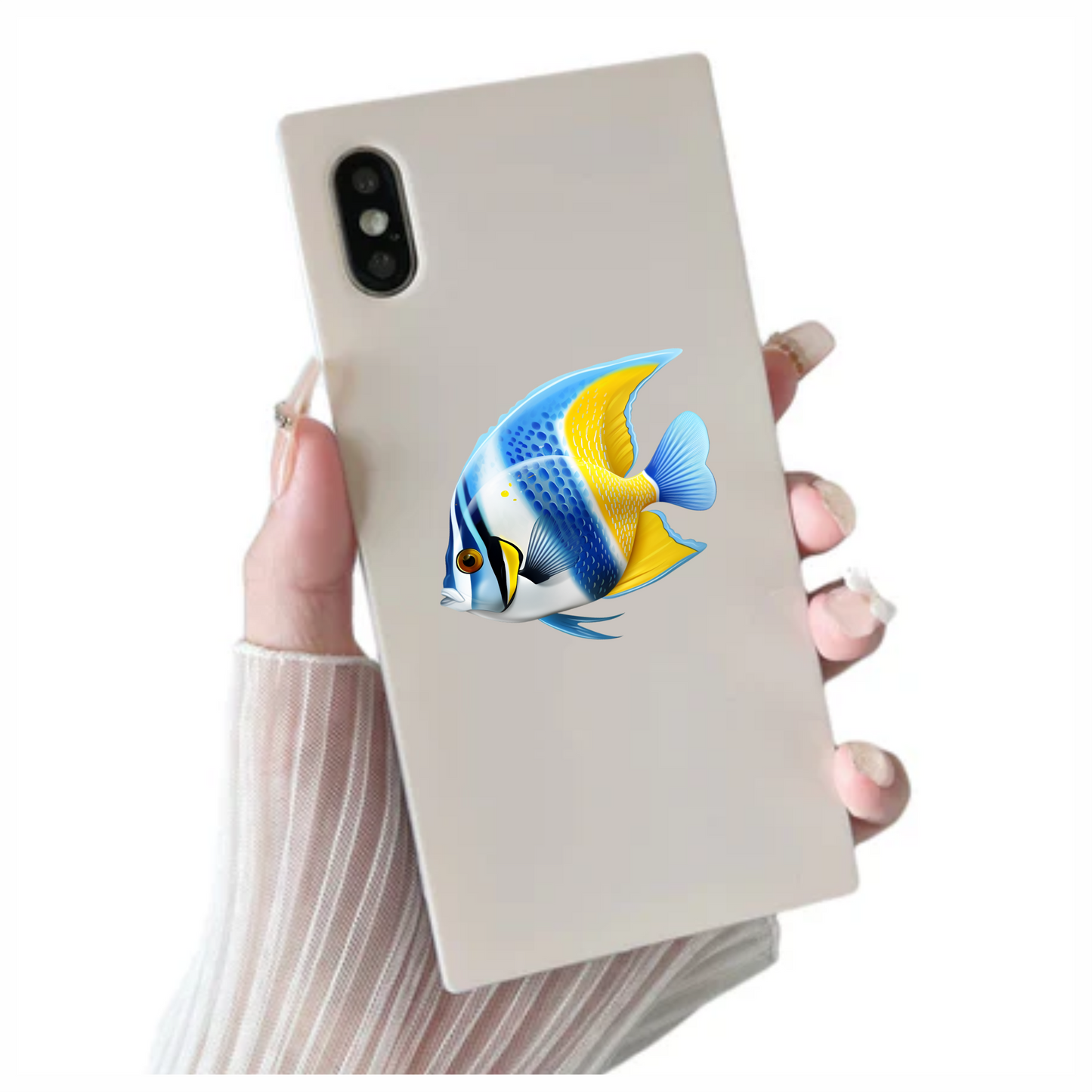 Blue Yellow Striped Tropical Fish Vinyl Sticker Decal
