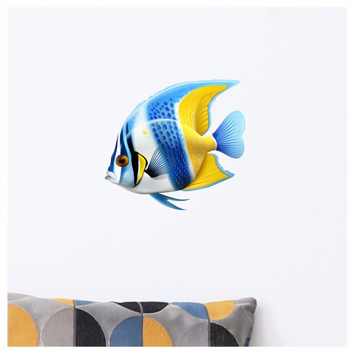 Blue Yellow Striped Tropical Fish Vinyl Sticker Decal