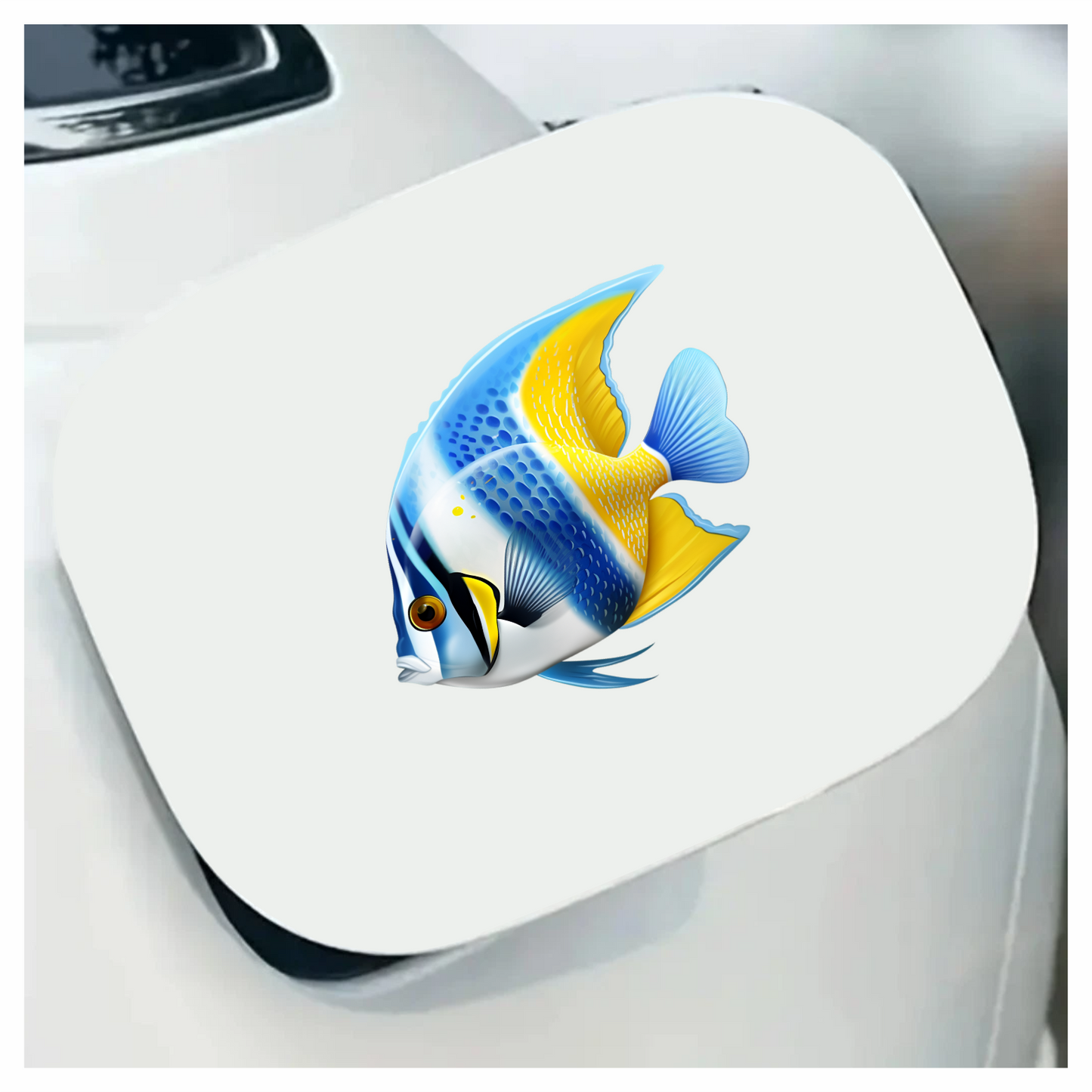 Blue Yellow Striped Tropical Fish Vinyl Sticker Decal