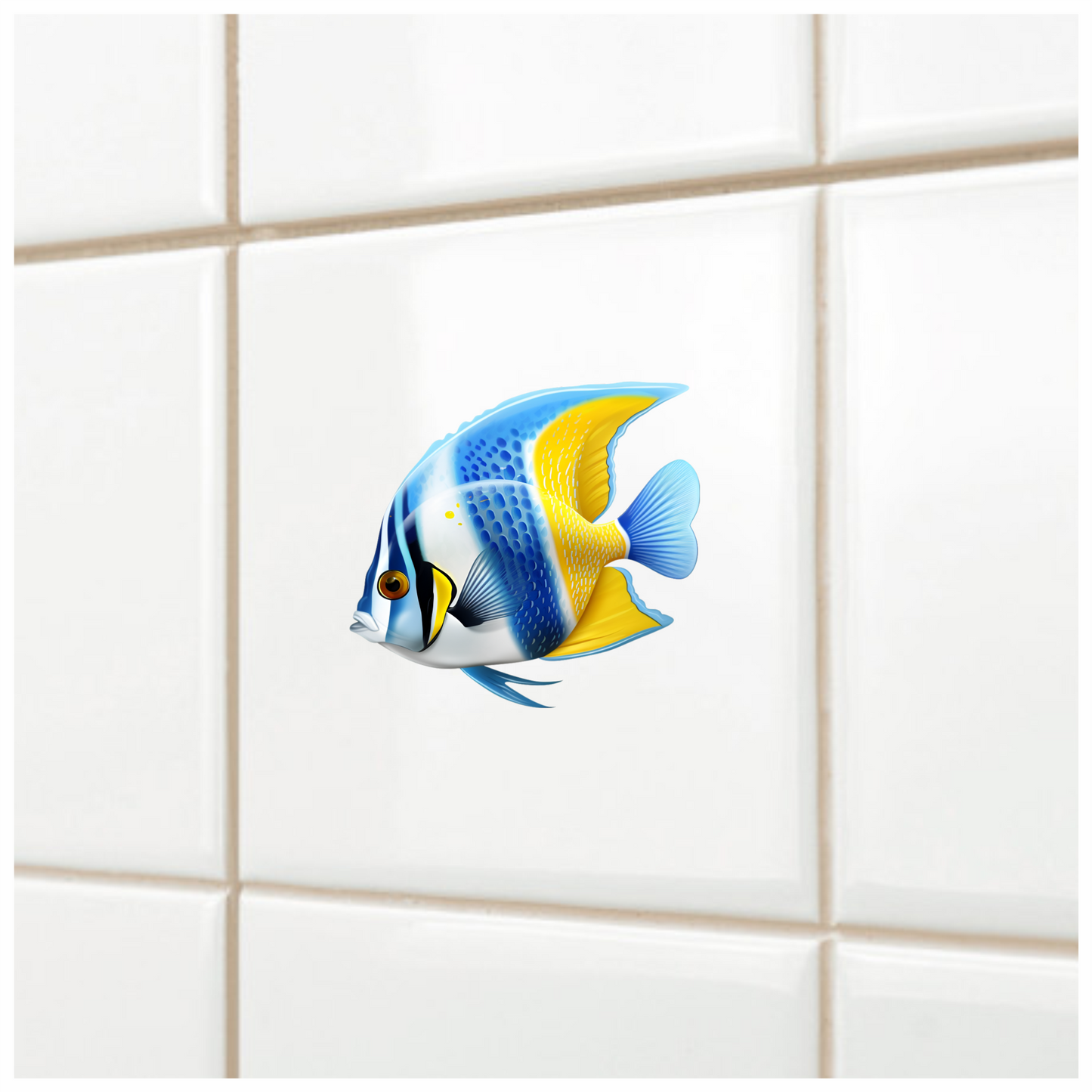 Blue Yellow Striped Tropical Fish Vinyl Sticker Decal