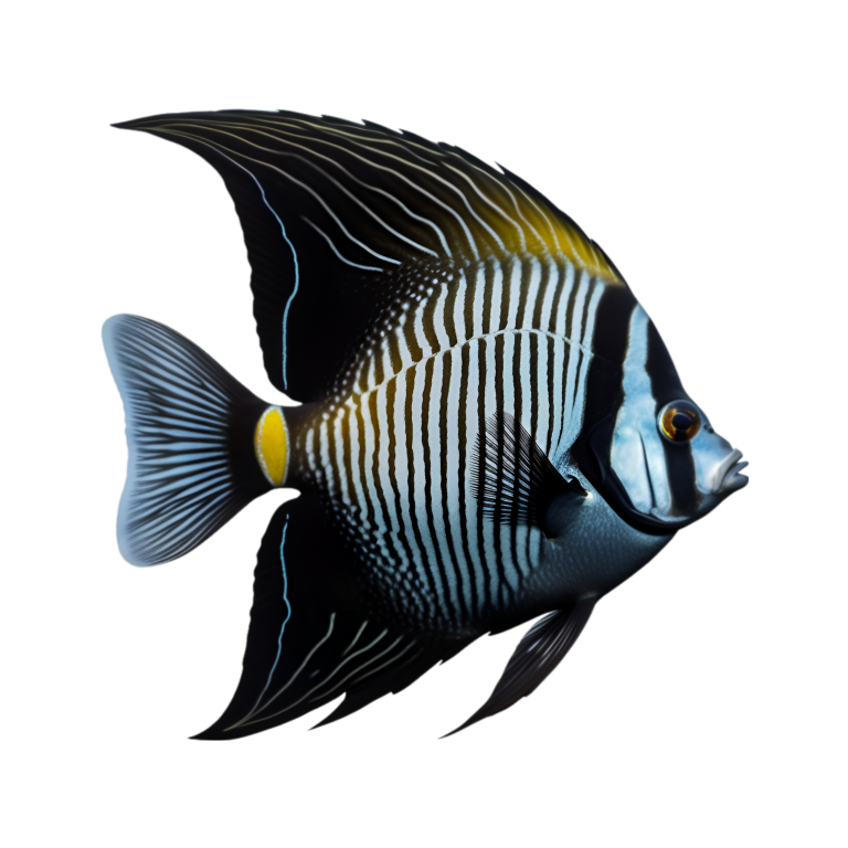Black White Striped Angelfish Tropical Vinyl Sticker Decal