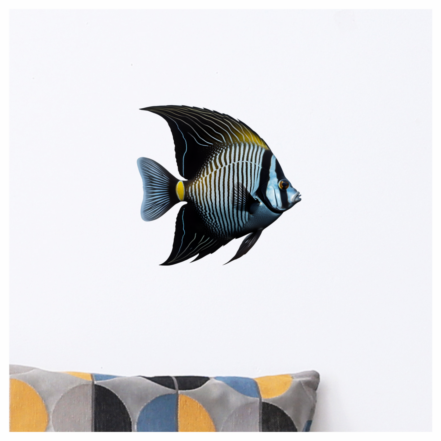 Black White Striped Angelfish Tropical Vinyl Sticker Decal