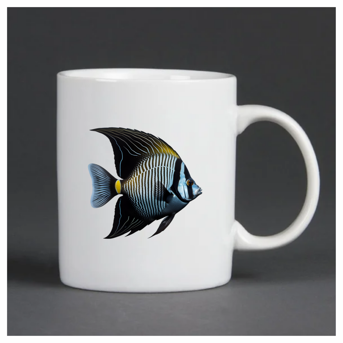 Black White Striped Angelfish Tropical Vinyl Sticker Decal