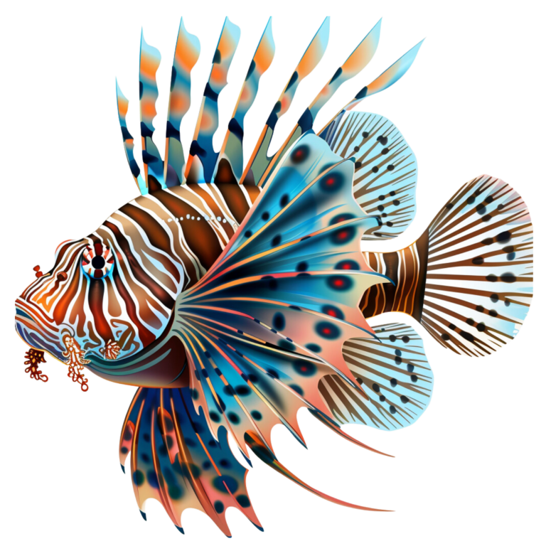 Blue Striped Lionfish Tropical Ocean Vinyl Sticker Decal